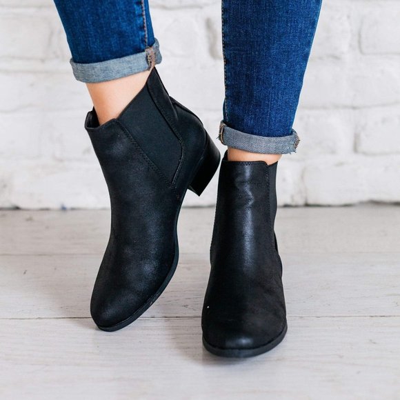 Qupid Chelsea Repeat Slip on Bootie Ankle Boots Slip on - BLACK - Picture 3 of 4